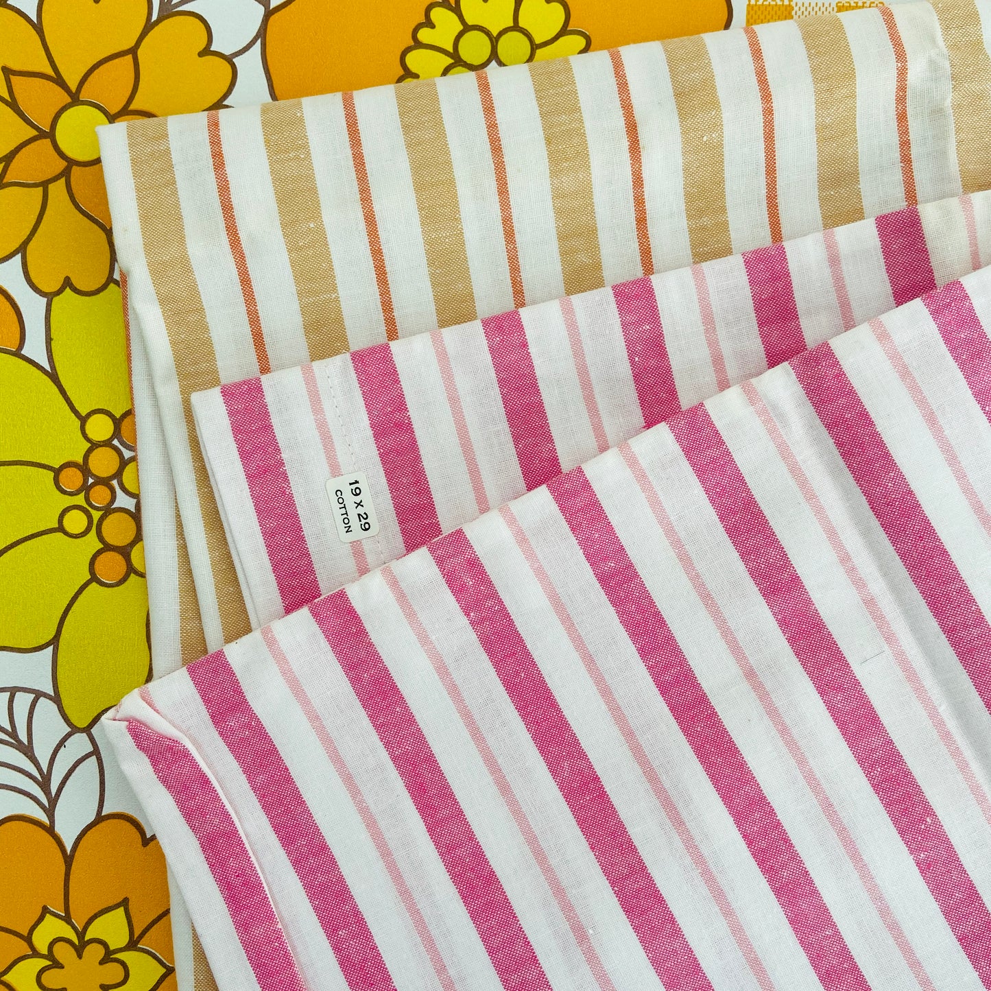 UNUSED Cotton Pillow CASES Candy Stripe Mismatched PAIR