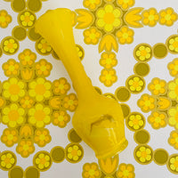 CUTE Little Vintage Yellow Ruffled Glass VASE 70's HOME