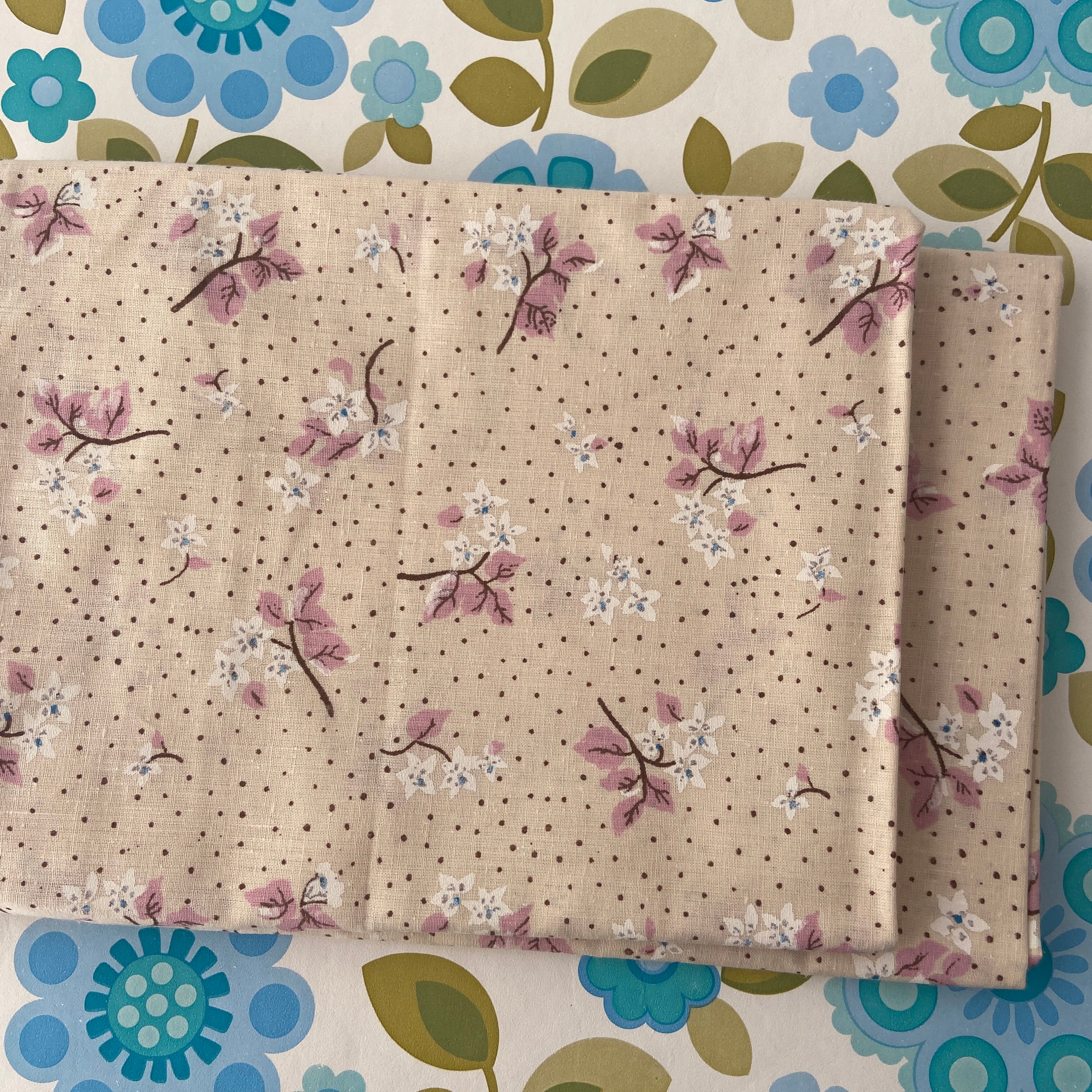 All Cotton UNUSED Pillow CASES Brown Floral PAIR Adorable