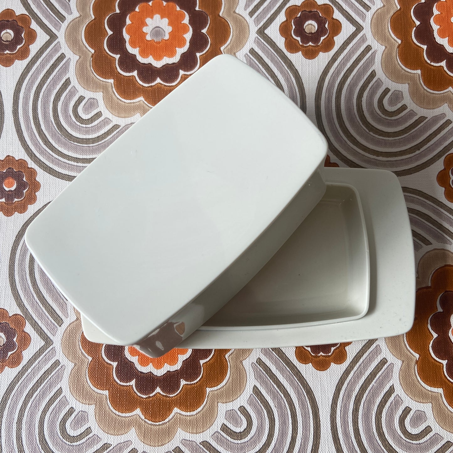 Cream Butter Dish Retro 70's Kitchen