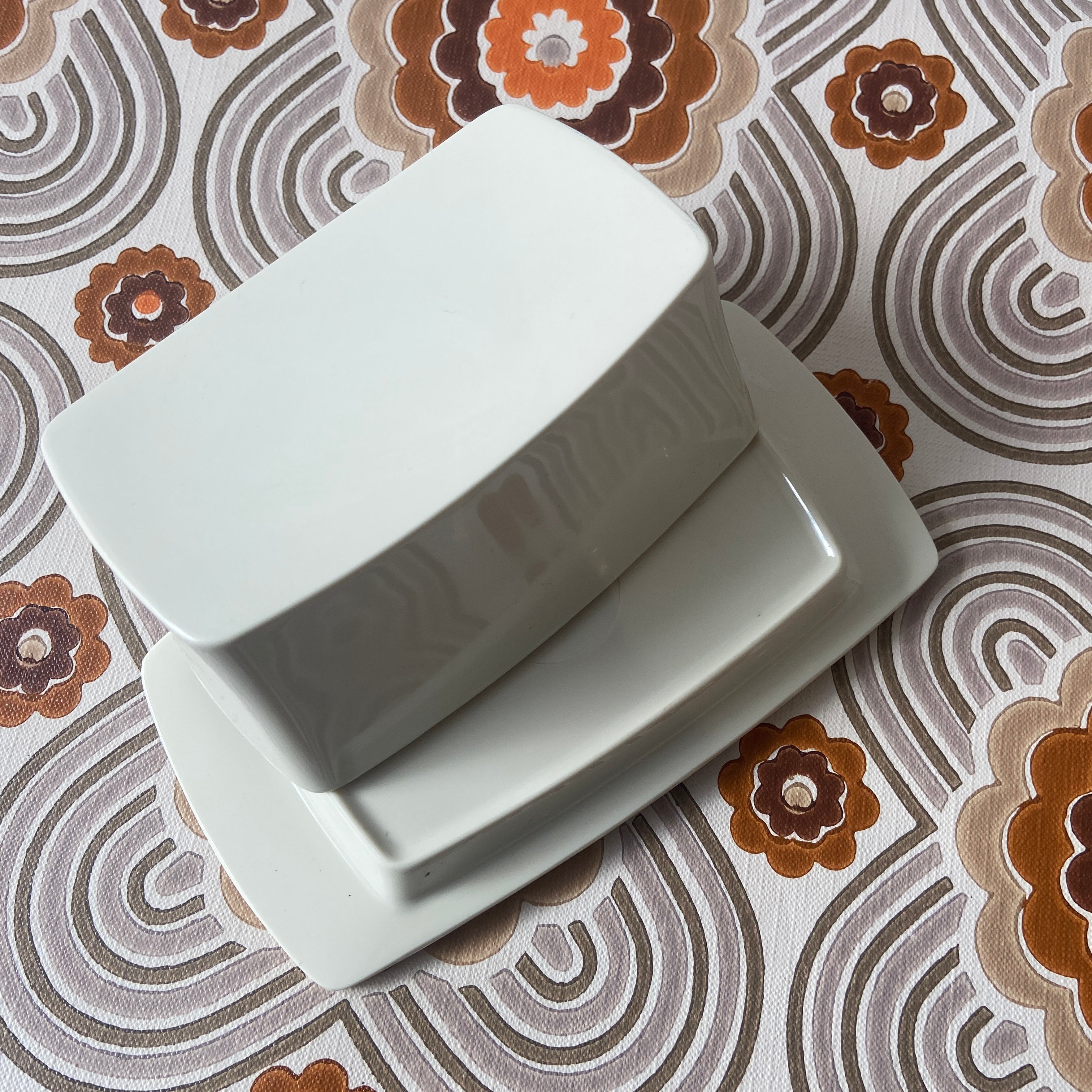 Cream Butter Dish Retro 70's Kitchen