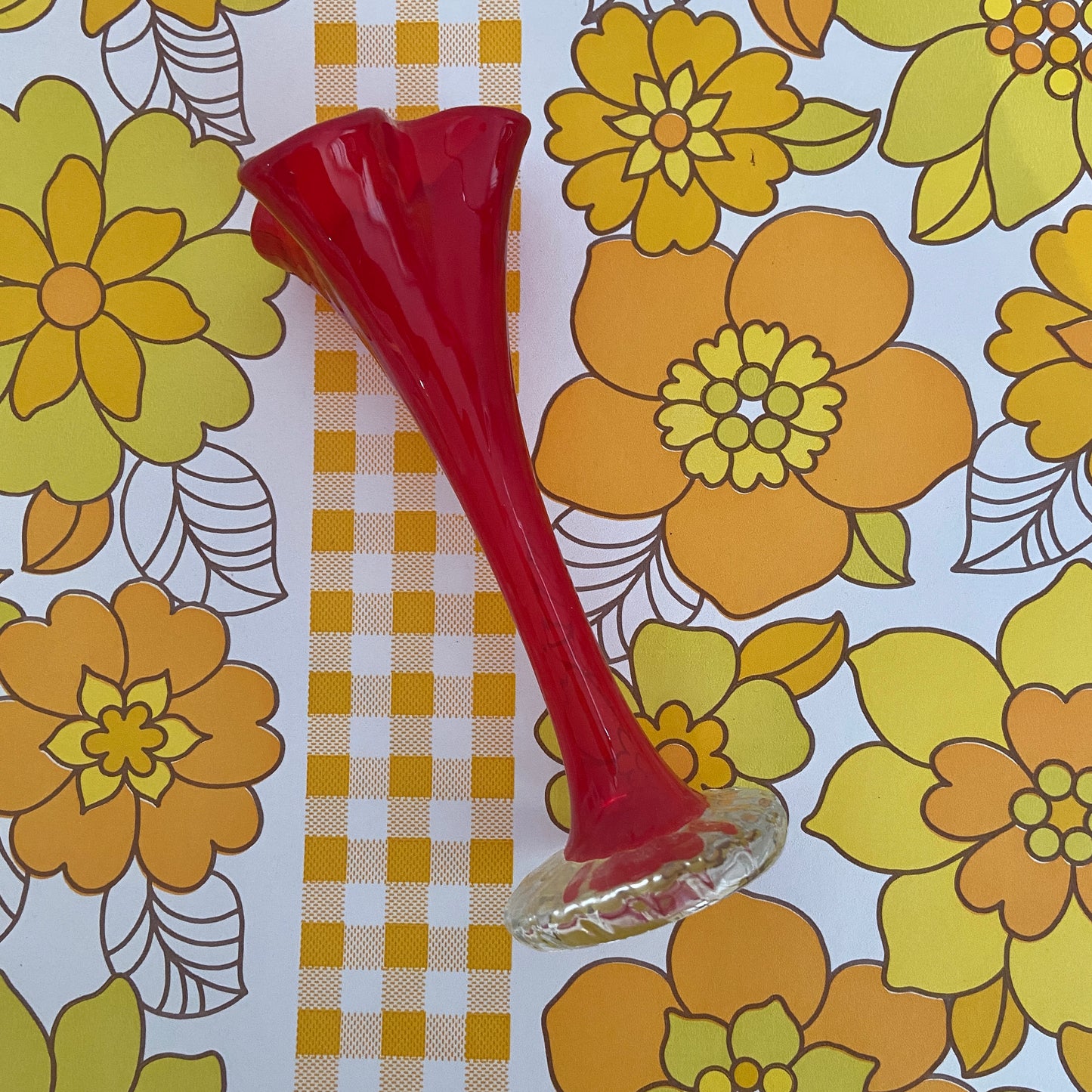 Beautiful Mid Century Red Glass VASE 70's HOME