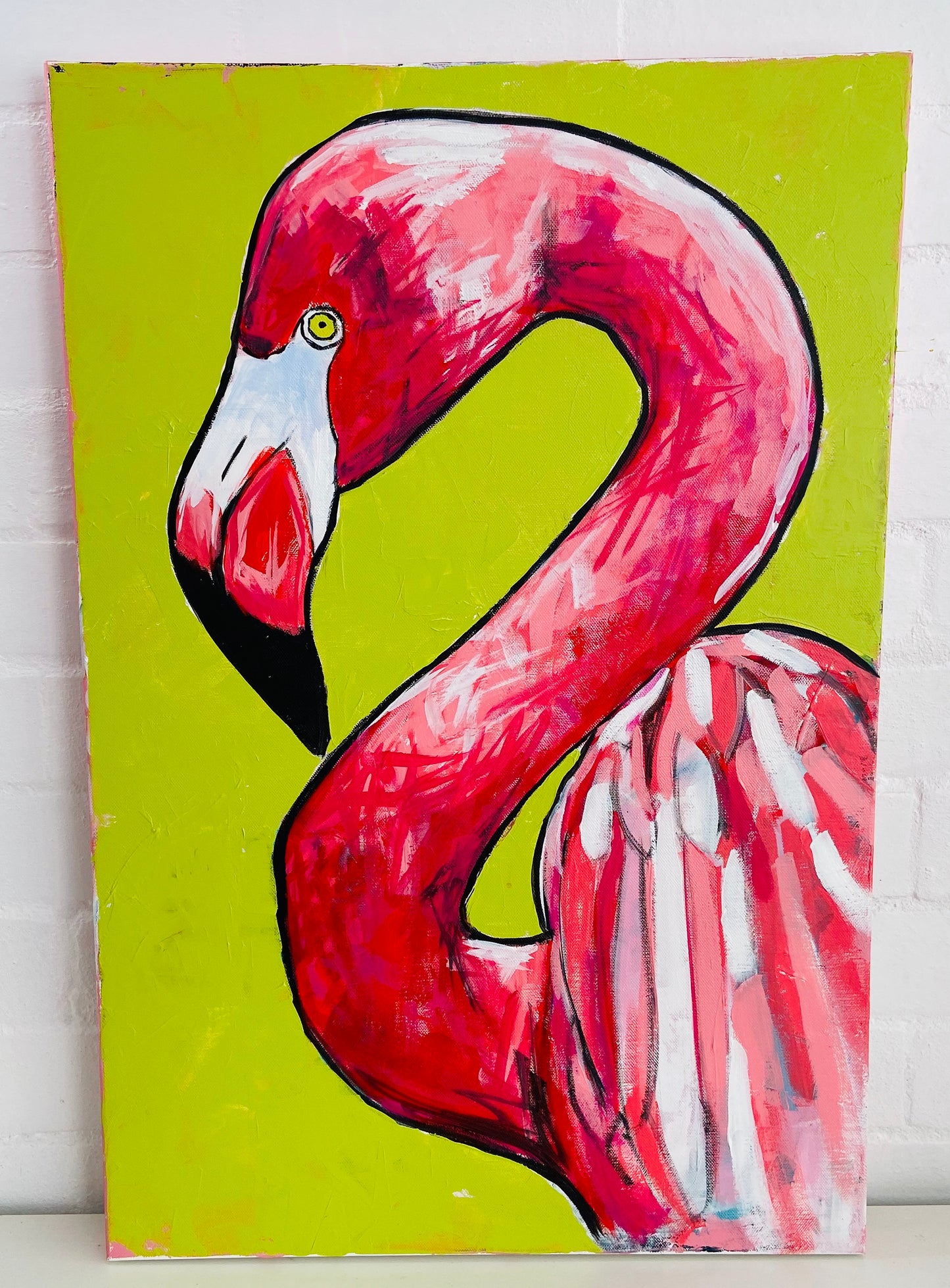 LARGE Original ONE OF A Kind Painting Flamingo Pop Art