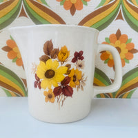 Retro 70's Milk Jug Brown Floral