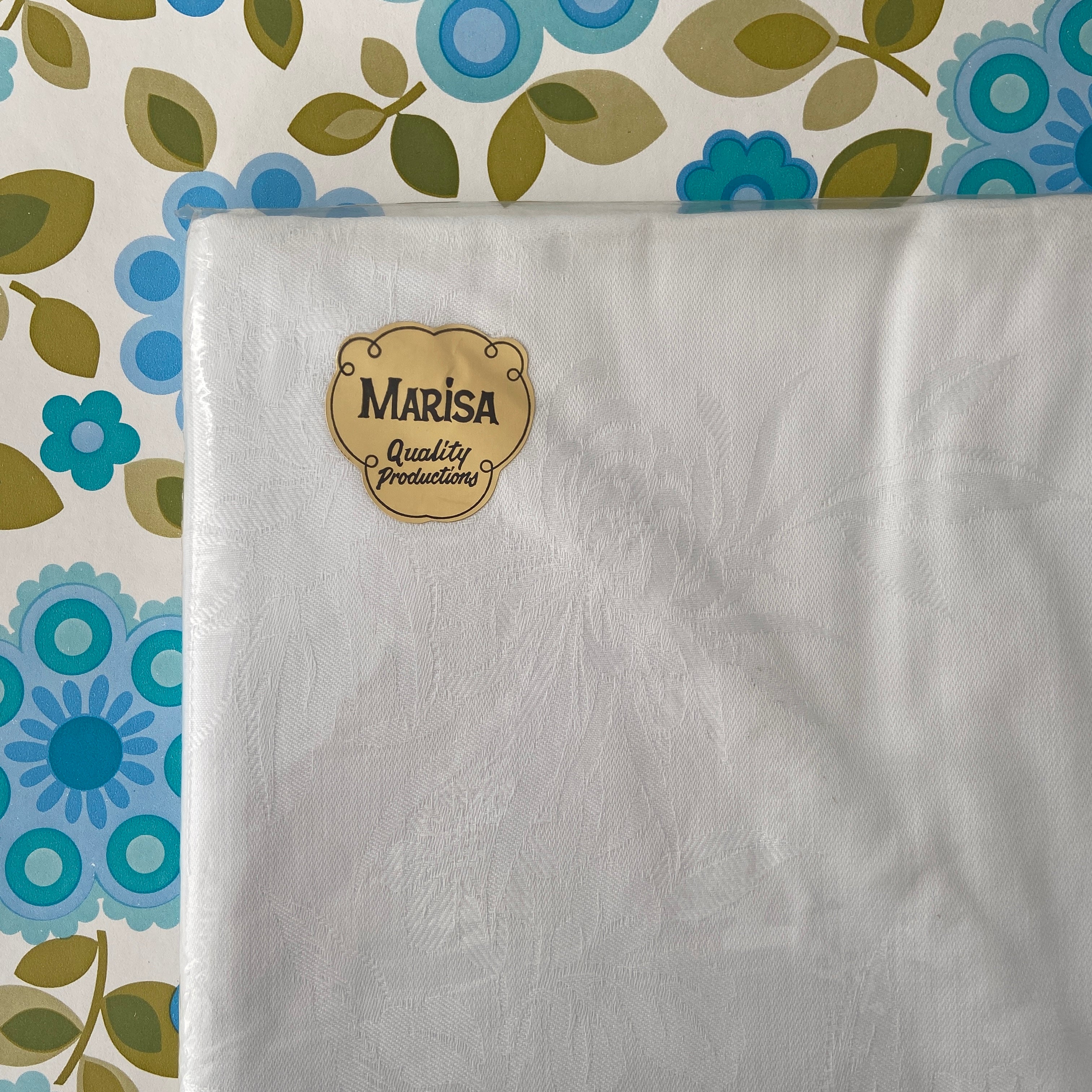 ALL COTTON Unused Damask Table Cloth 178cms ROUND Marisa