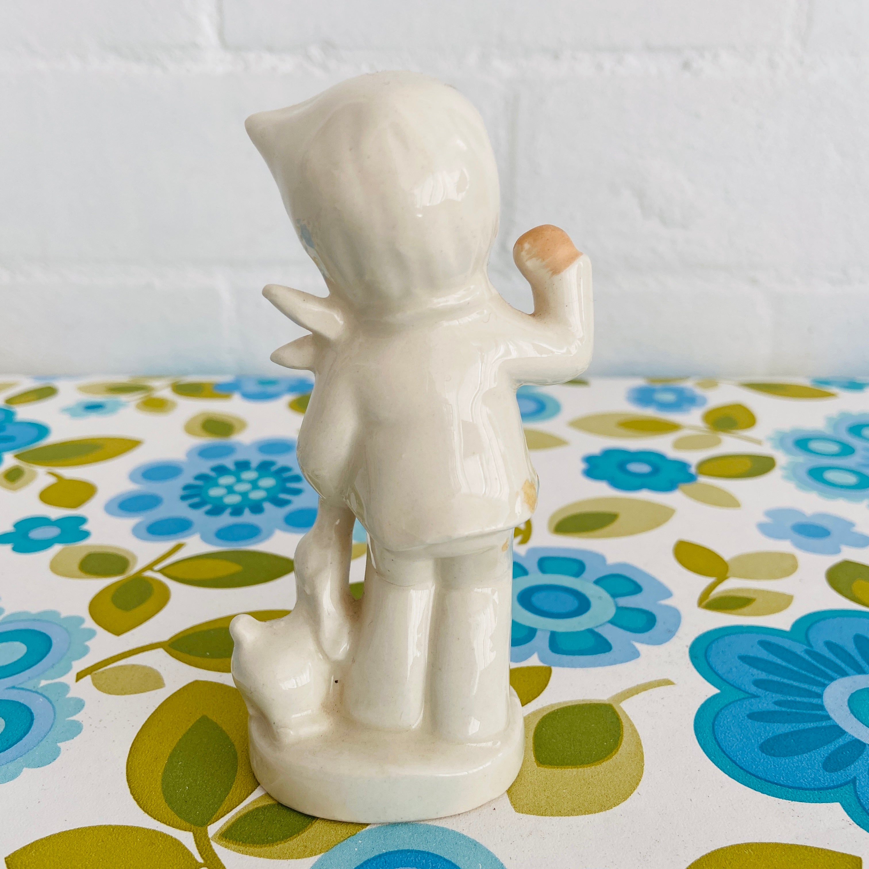 Vintage BOY with DOG Marked 157 FIGURE Kitschy Adorable