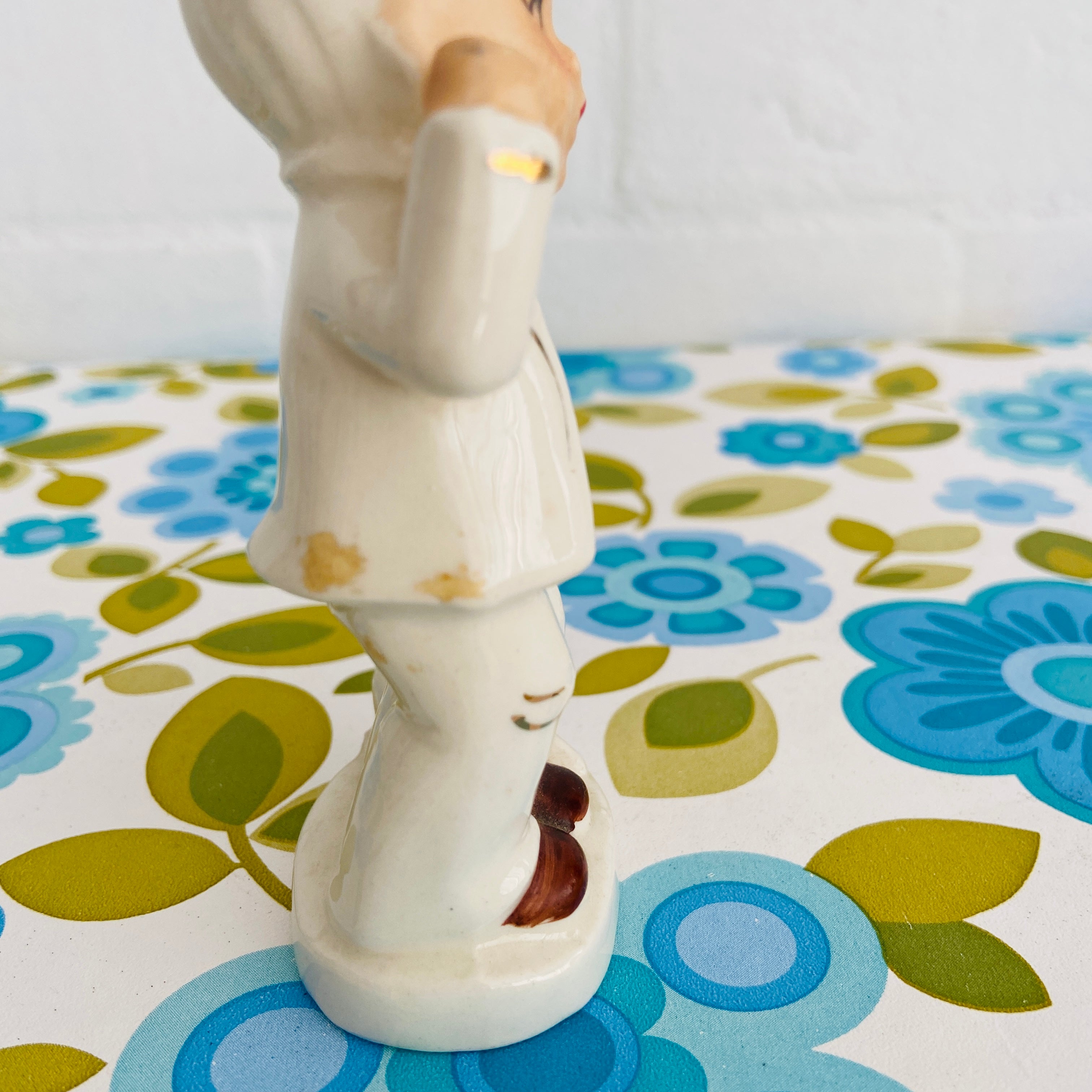 Vintage BOY with DOG Marked 157 FIGURE Kitschy Adorable
