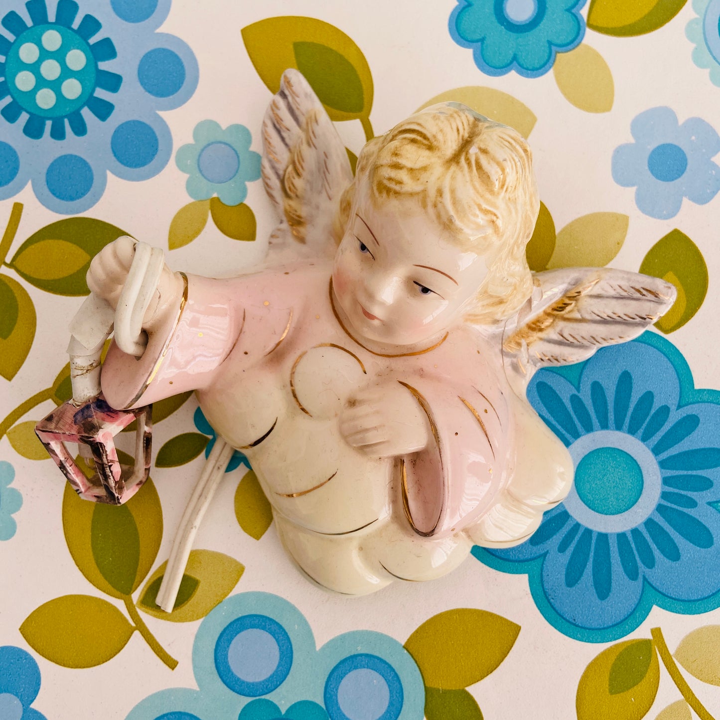 Vintage ANGEL SCONCE Adorable Kitschy Home 50's