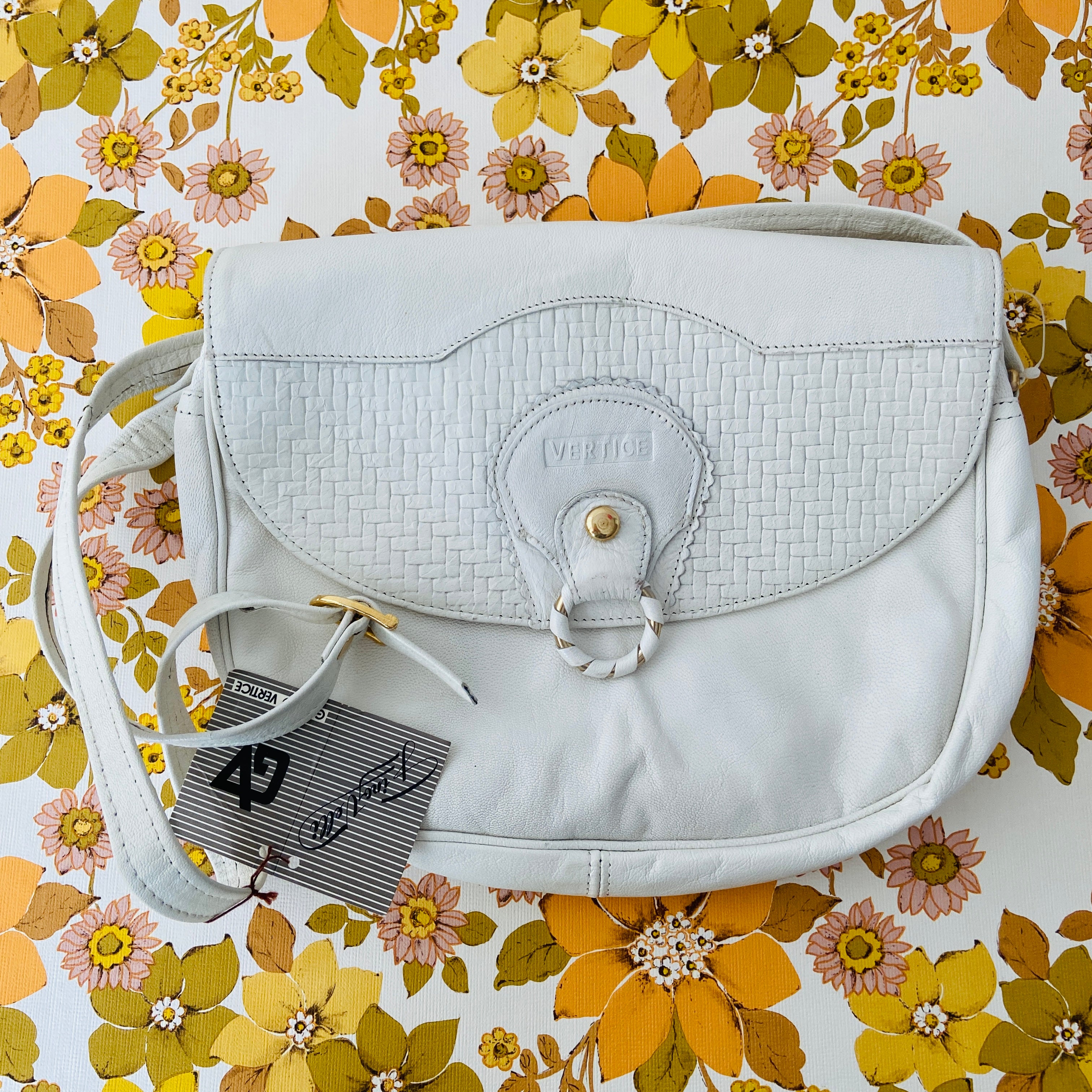 Fab Vintage Handbag W Tag  White 80's Chic