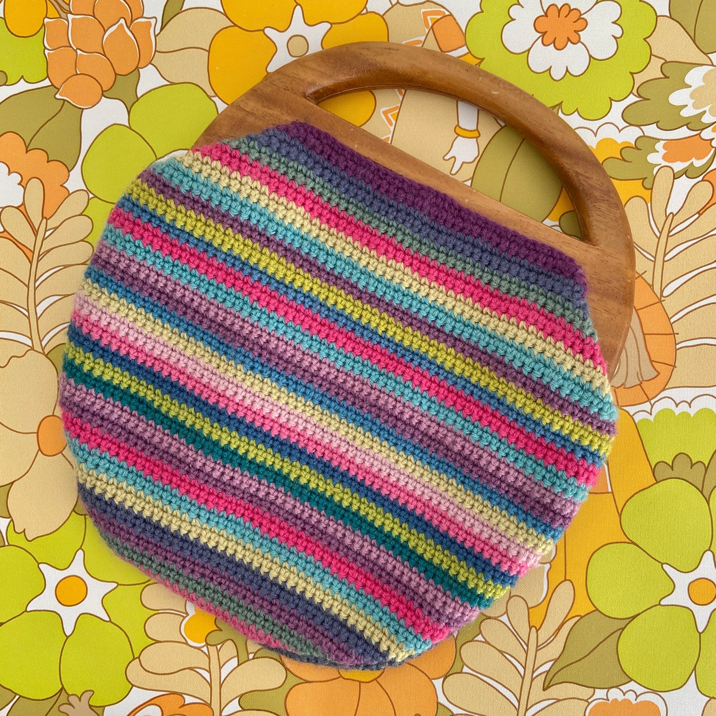 Cute Vintage Handmade Knitted Handbag Tote
