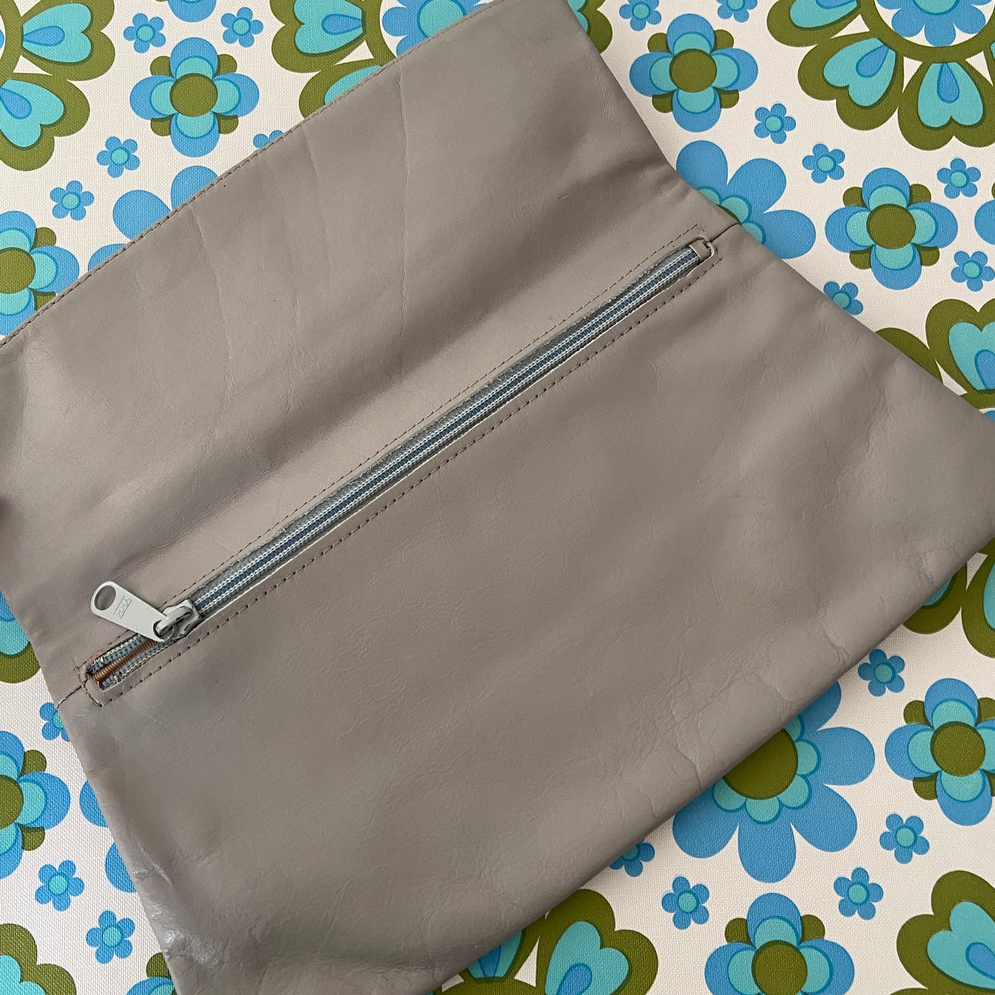 Genuine Leather Vintage Grey Clutch