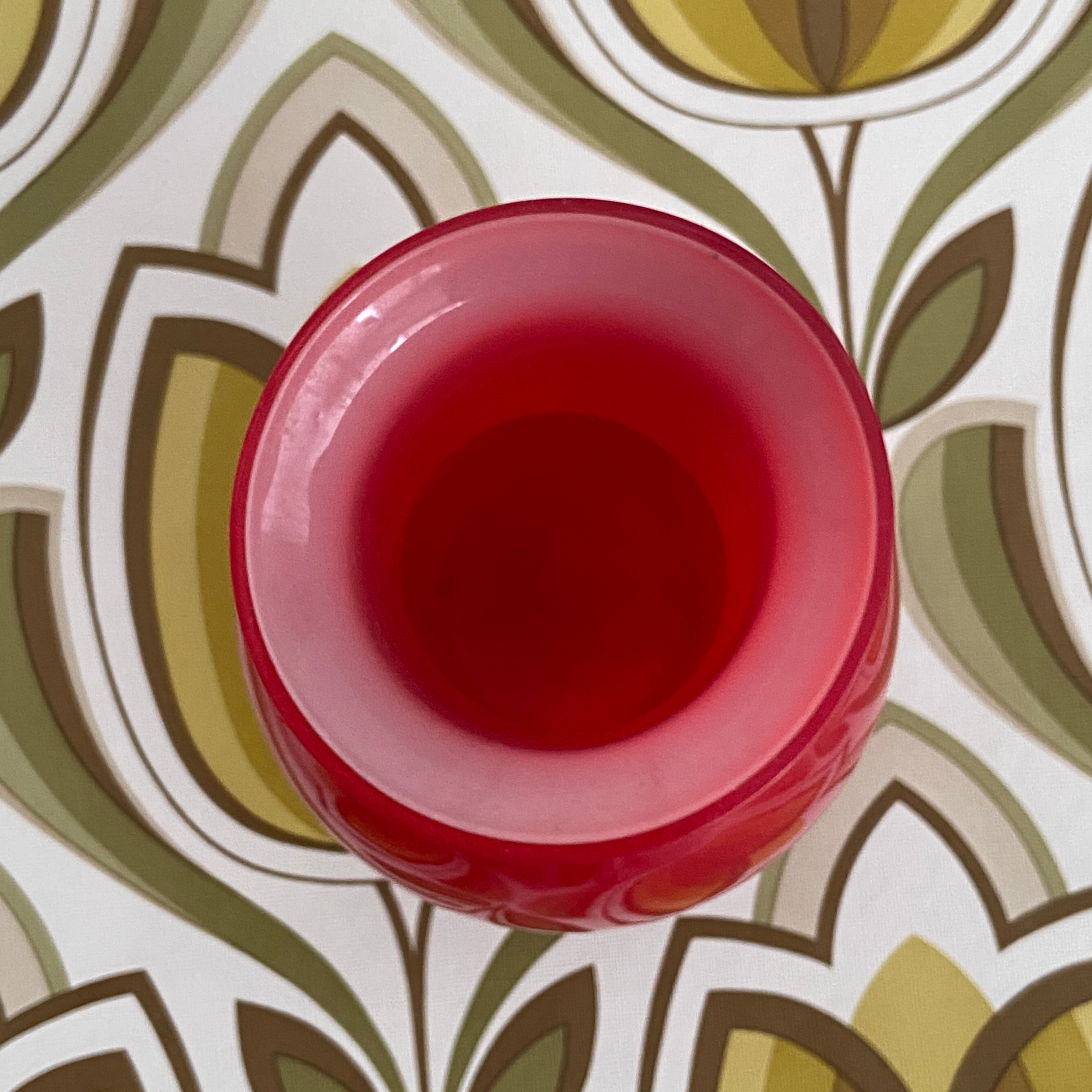 STUNNING Bright RED Glass VASE Mid Century HOME