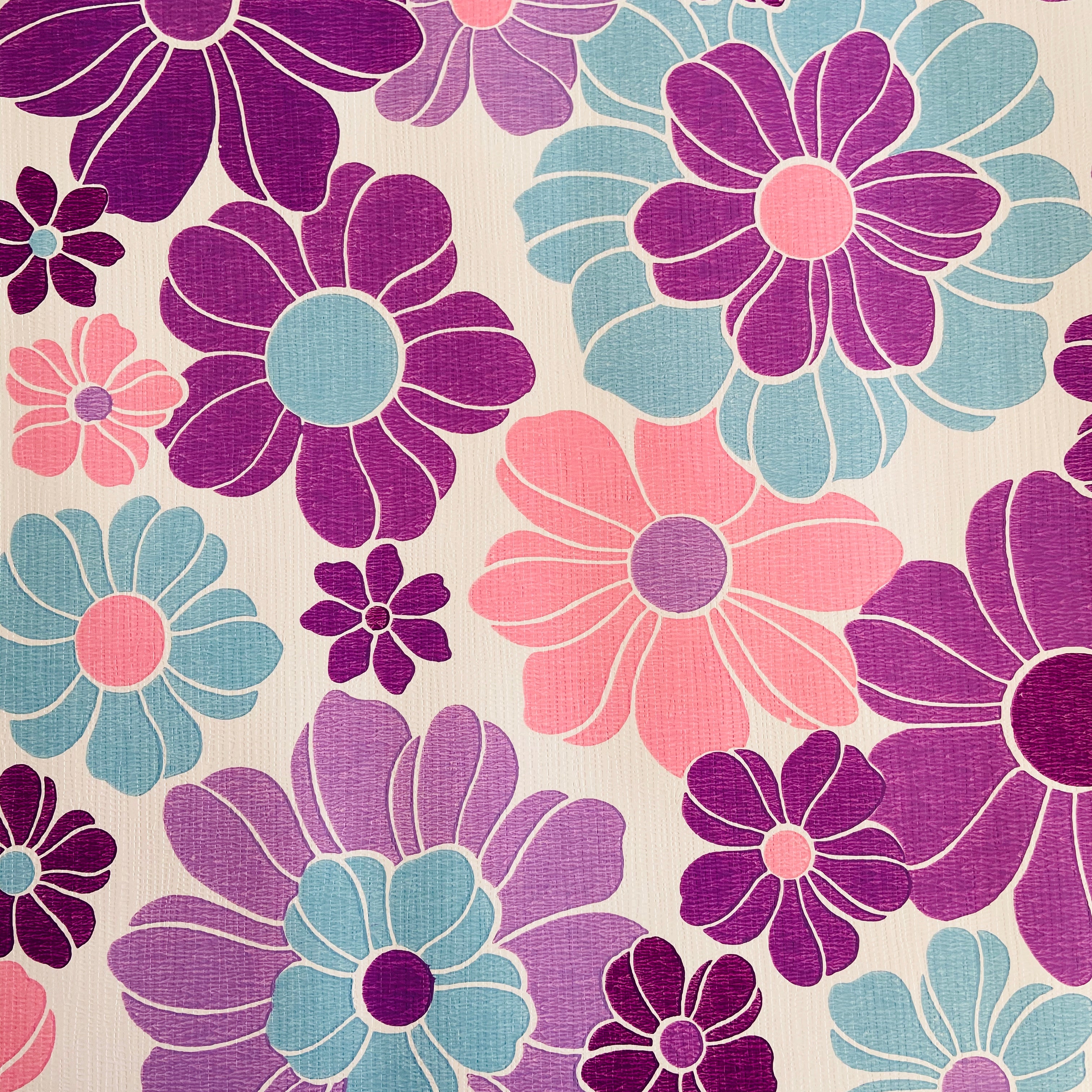 BRIGHT Purple RETRO Genuine Vintage Wallpaper By the METRE