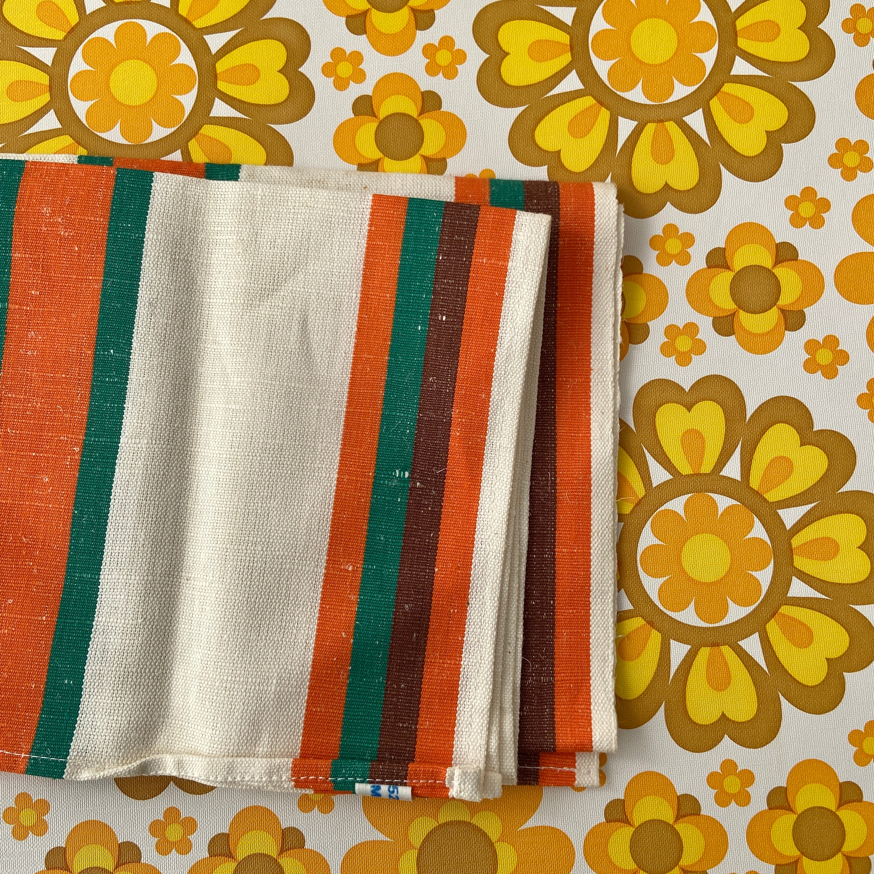 Vintage Linen Striped Tea Towel