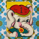 ELEPHANT Vintage 60's BIRTHDAY CARD Collectable RETRO PRINT