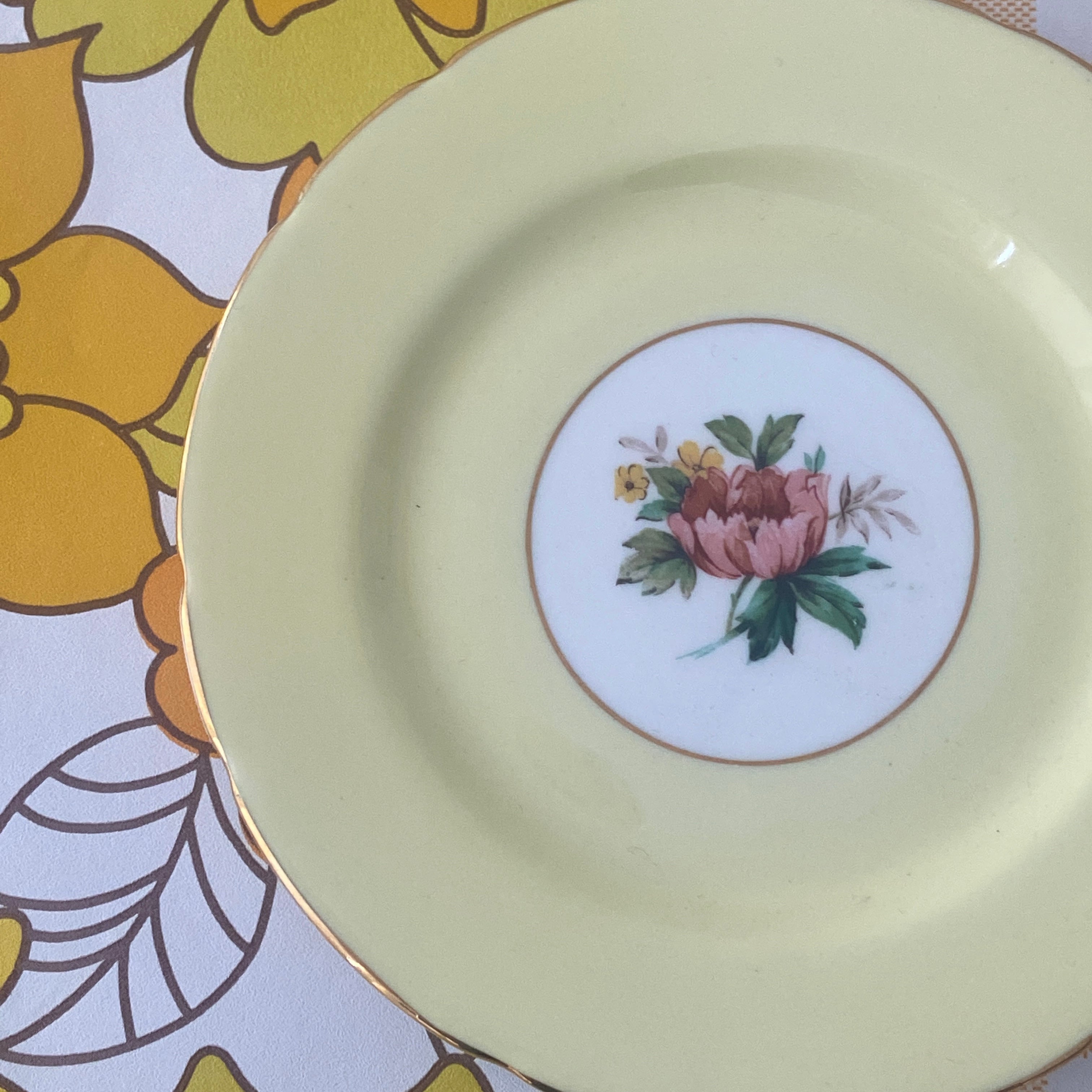 Pretty Yellow FLoral Made in England Plate