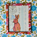 ONE of A KIND Rabbit with Vintage Fabric Frame Wallpaper