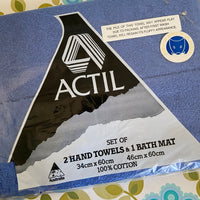 ACTIL 2 Hand Towels & 1 Bath MAT UNUSED RETRO HOME