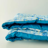 Cute Blue Floral Satin & Cotton QUILT