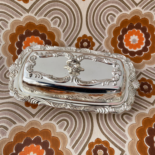 Boxed Silver Butter Dish VINTAGE Dinner Party UNUSED