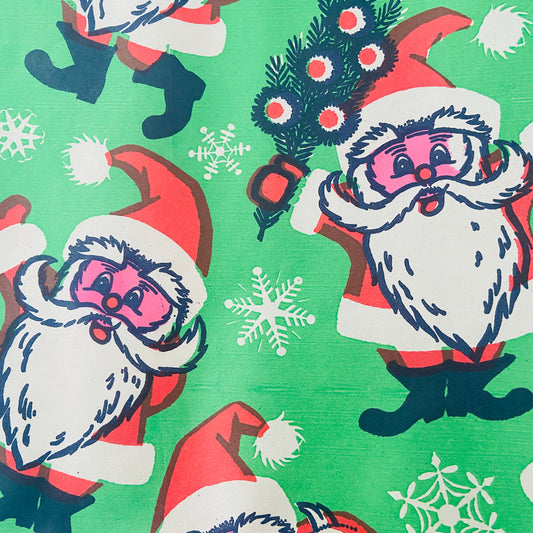 VINTAGE Wrapping Paper Green XMAS