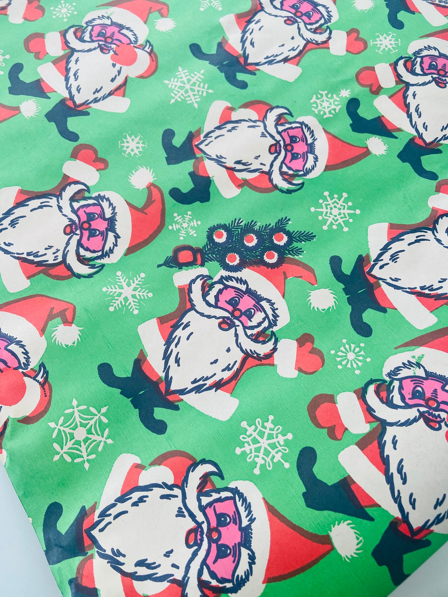 VINTAGE Wrapping Paper Green XMAS