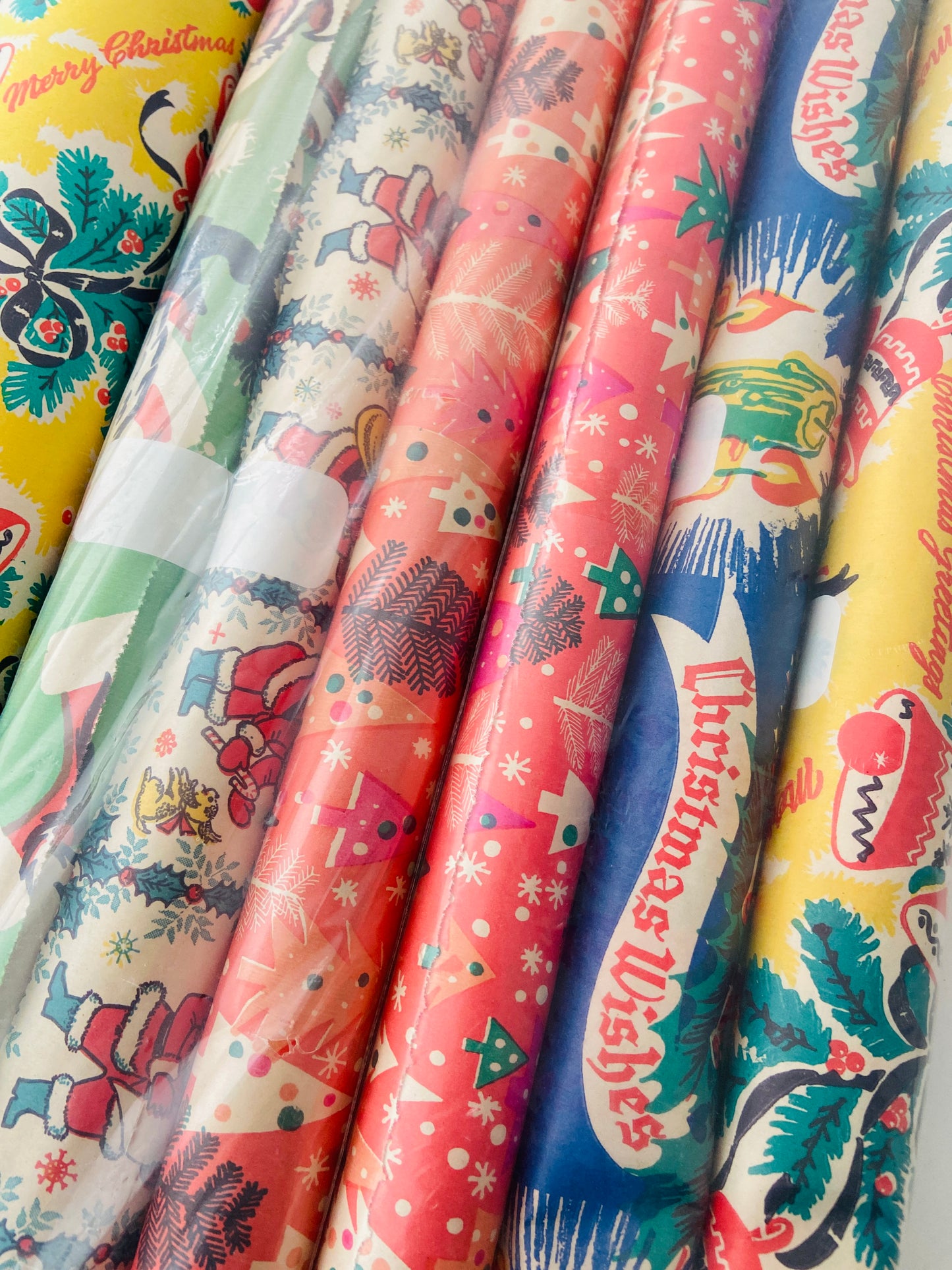 VINTAGE Wrapping Paper Green XMAS