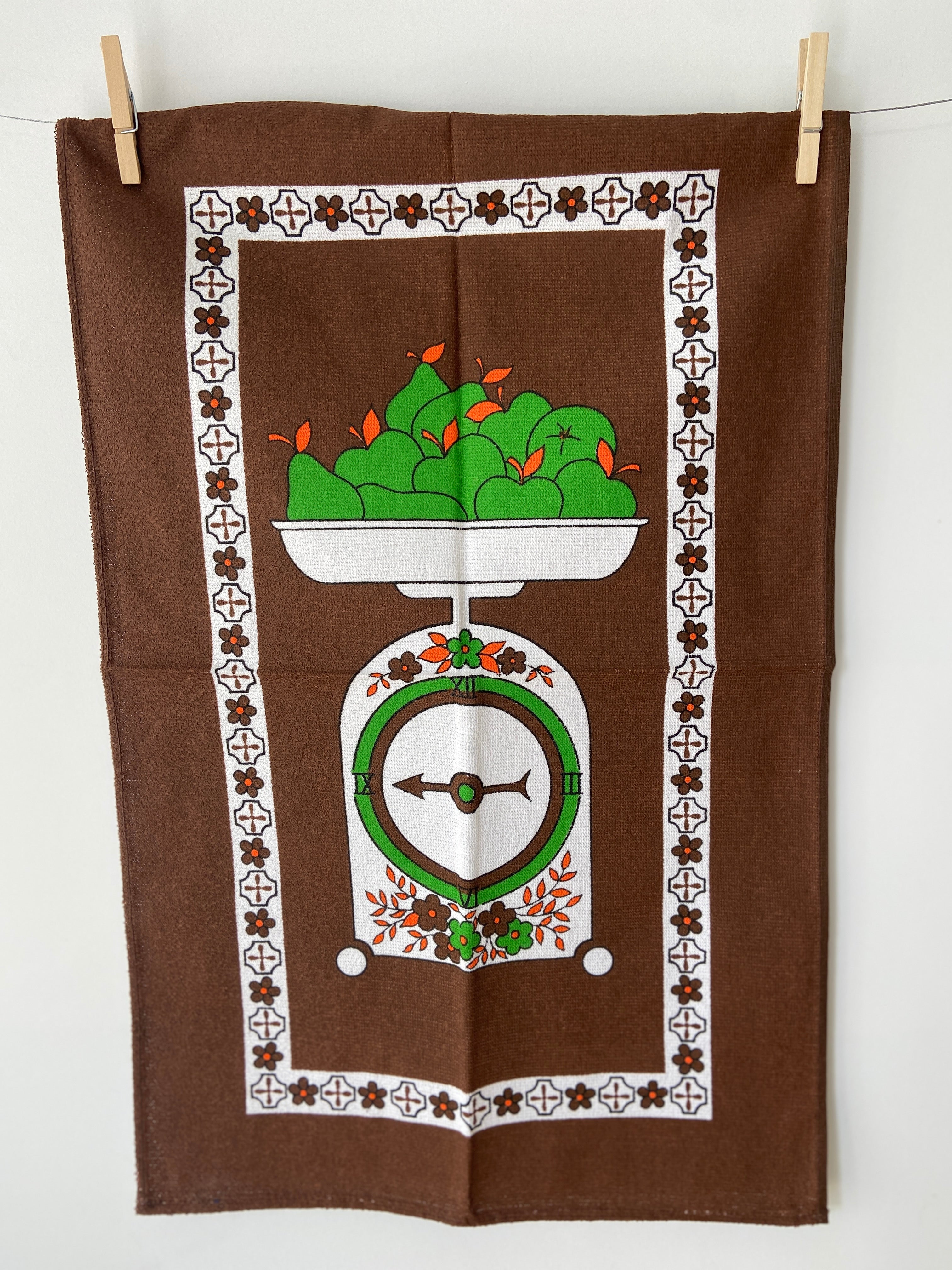 NEW Old STOCK Vintage Retro Cotton Tea Towel BROWN