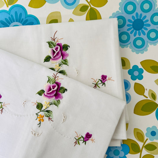 UNUSED Old New Stock Embroidered Pillow Cases