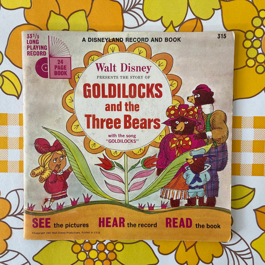 GOLDILOCKS & The Three BEARS Walt Disney RECORD & Book Vintage