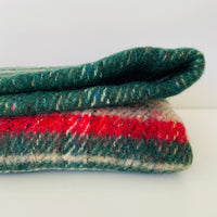 Vintage Green & Red Wool Stripe Blanket PICNIC