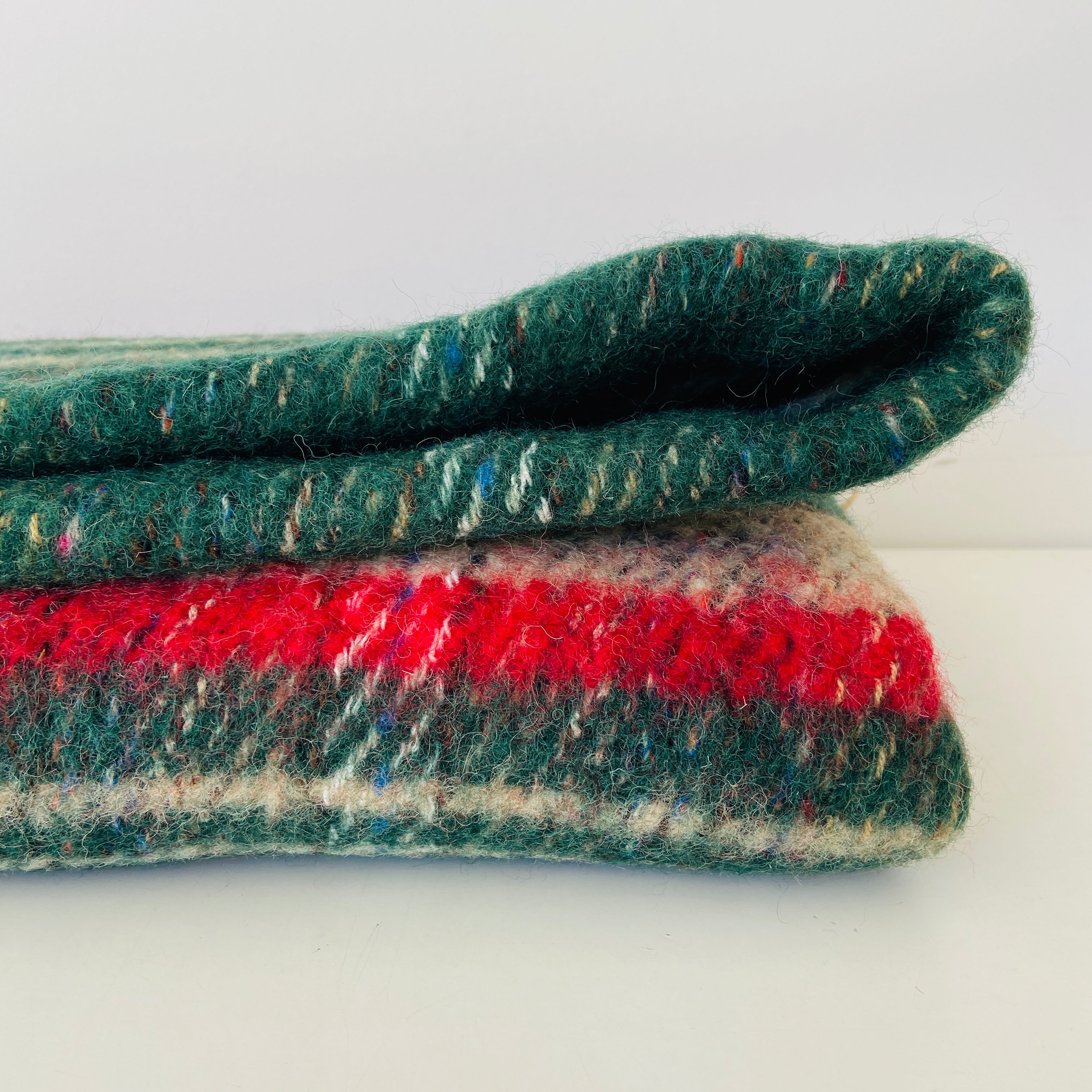 Vintage Green & Red Wool Stripe Blanket PICNIC