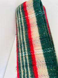 Vintage Green & Red Wool Stripe Blanket PICNIC