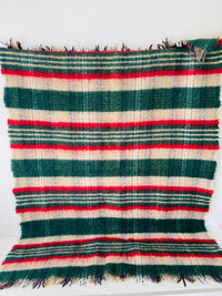 Vintage Green & Red Wool Stripe Blanket PICNIC