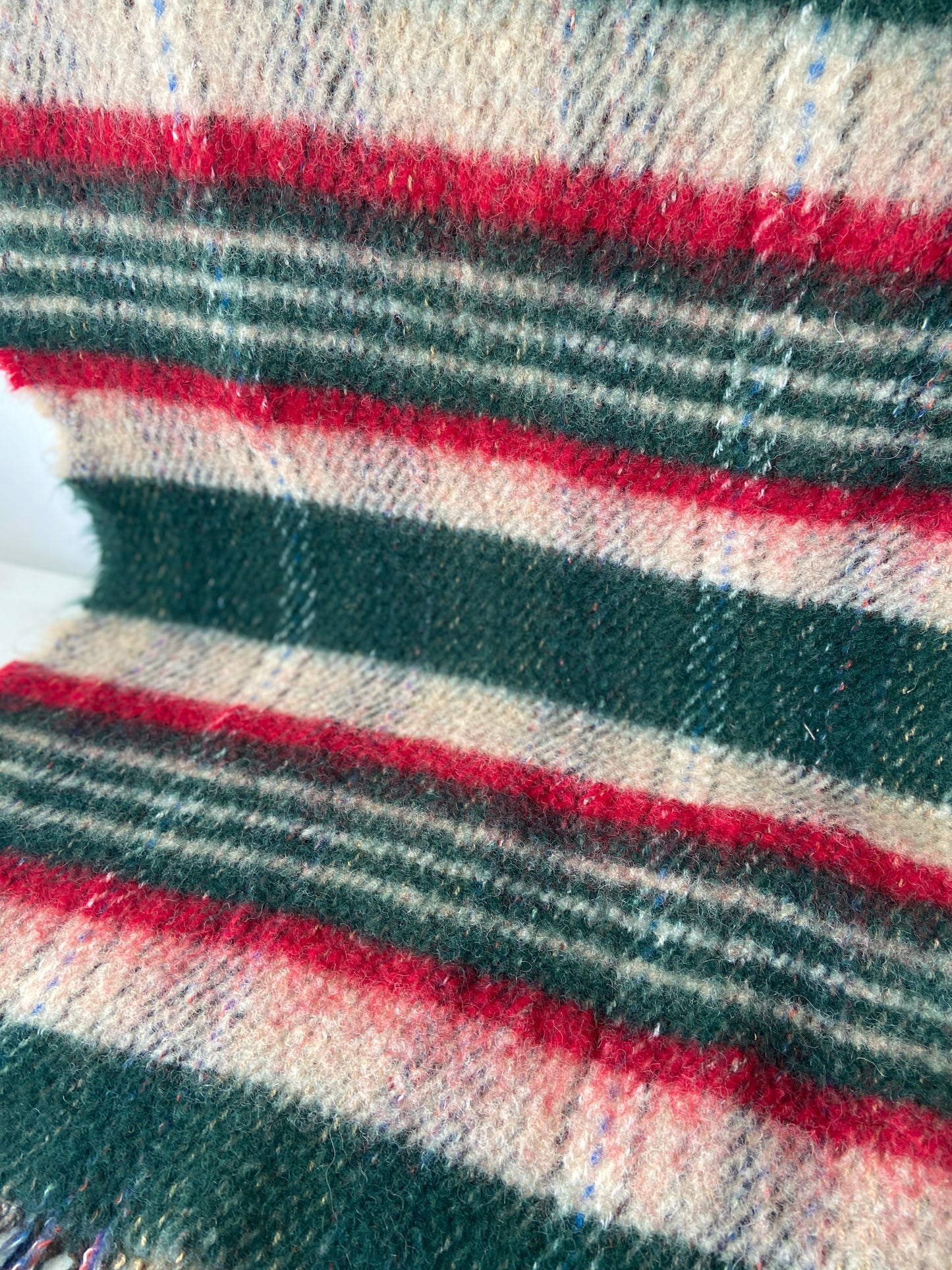 Vintage Green & Red Wool Stripe Blanket PICNIC