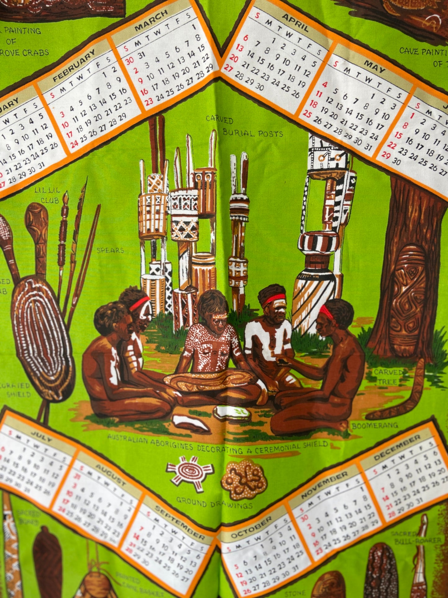 Vintage Collectable Souvenir Tea Towel 1980 Aboriginal