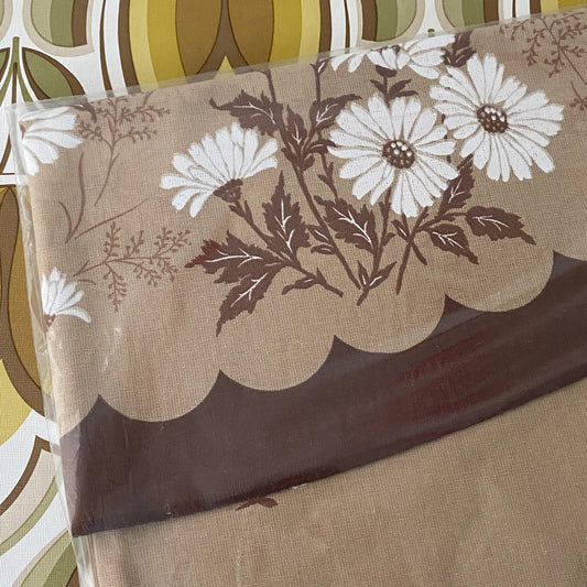 UNUSED Round Brown Floral Table Cloth