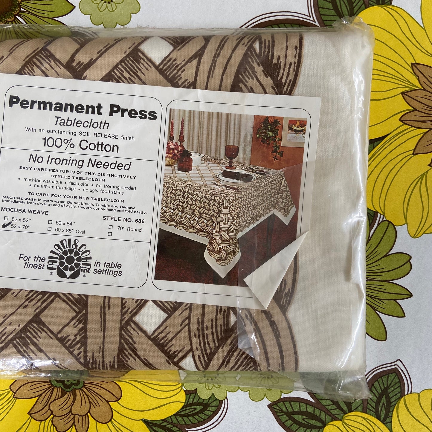 100% Cotton Table Cloth RETRO Unused in Packet VERY 70's Made in USA