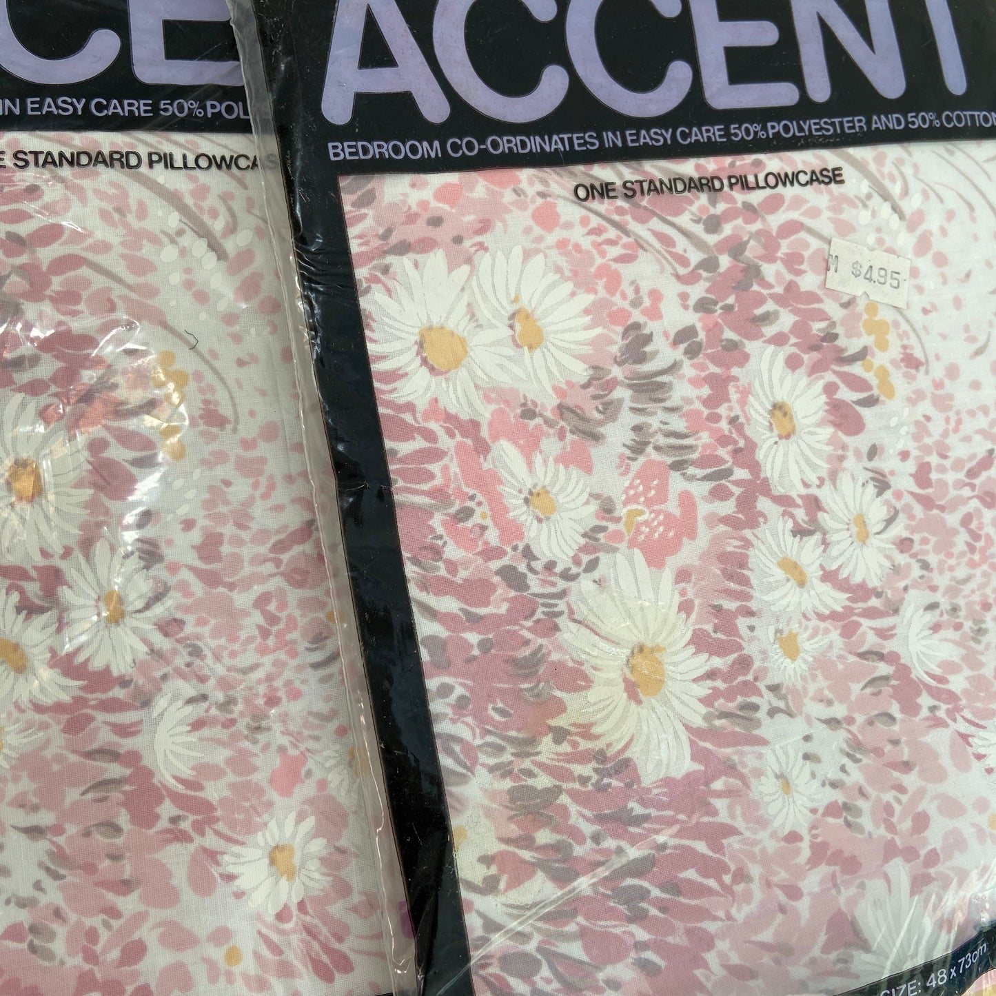 ACCENT Pillow CASES Pink Floral RETRO Vintage UNUSED