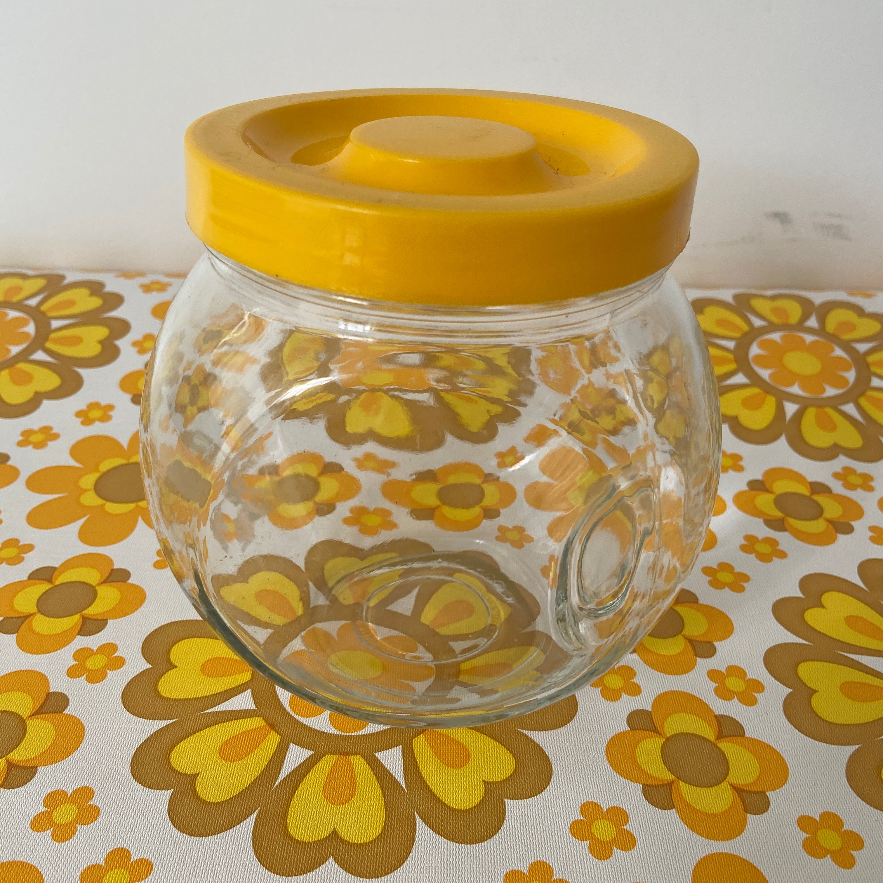 Cute Vintage Lolly Jar Yellow Lid