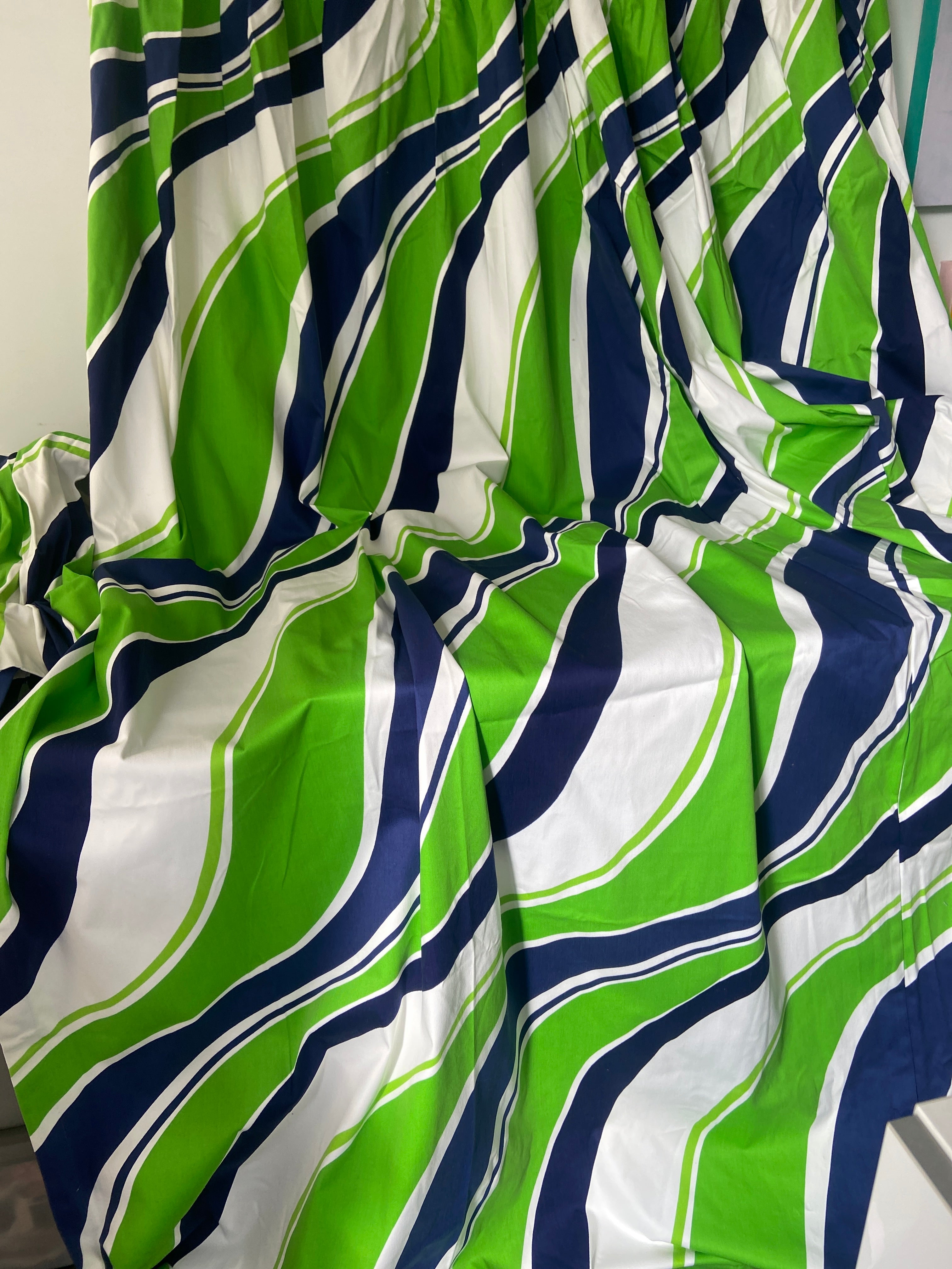 Wild VINTAGE Green & Blue Cotton CURTAINS