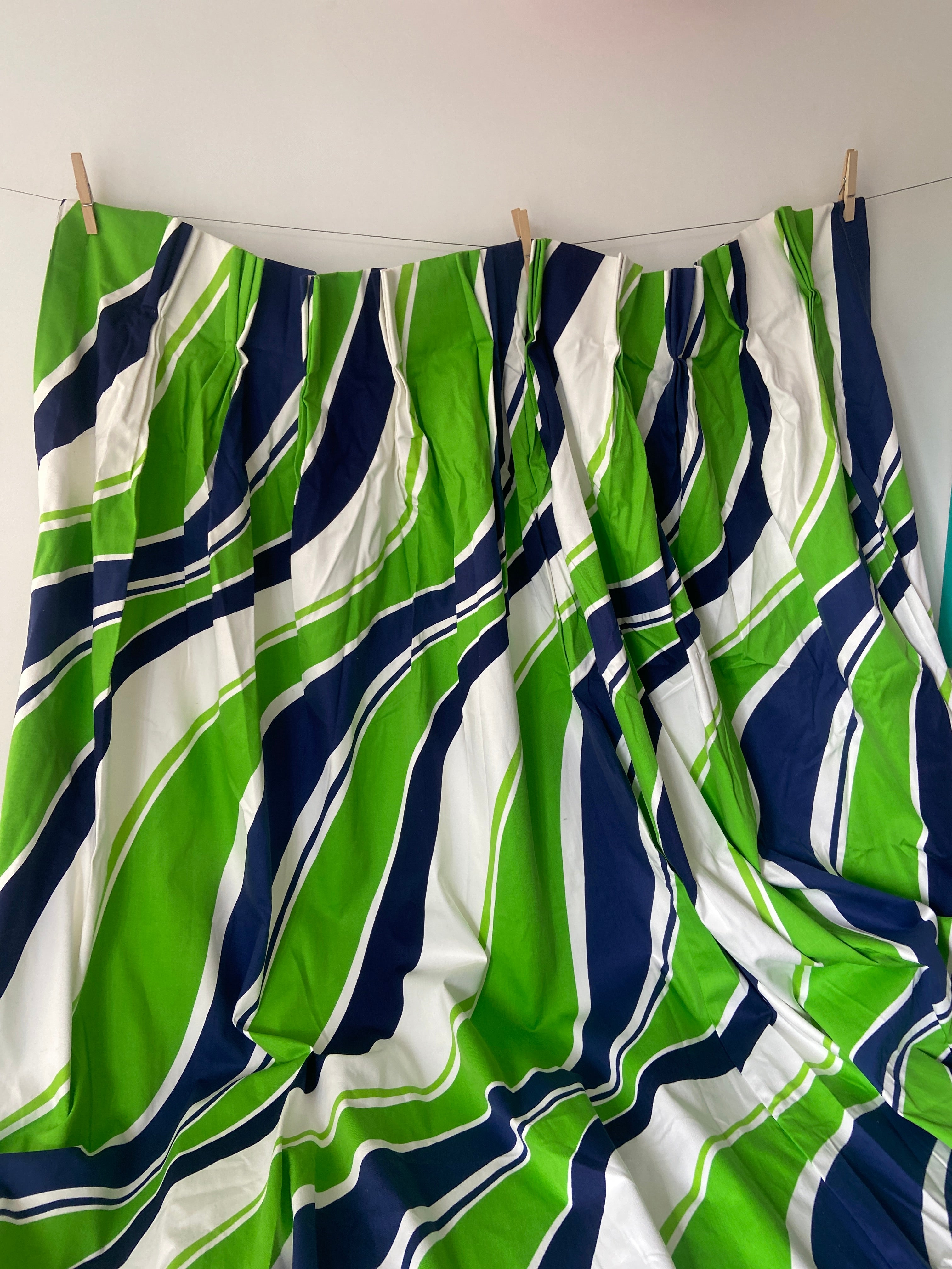 Wild VINTAGE Green & Blue Cotton CURTAINS