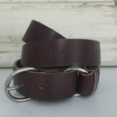 RUSTIC Vintage BROWN Worn Leather BELT BOHO Thrashed Chunky UNISEX - Pink Peacock
 - 1