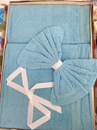 Retro Bath Towel BOXED Vintage Blue OLD SCHOOL