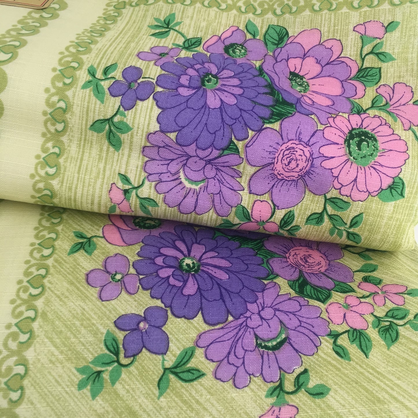 Pretty UNUSED Vintage RETRO Table cloth Bright Cotton Tablecloth Made in Germany  Caravan