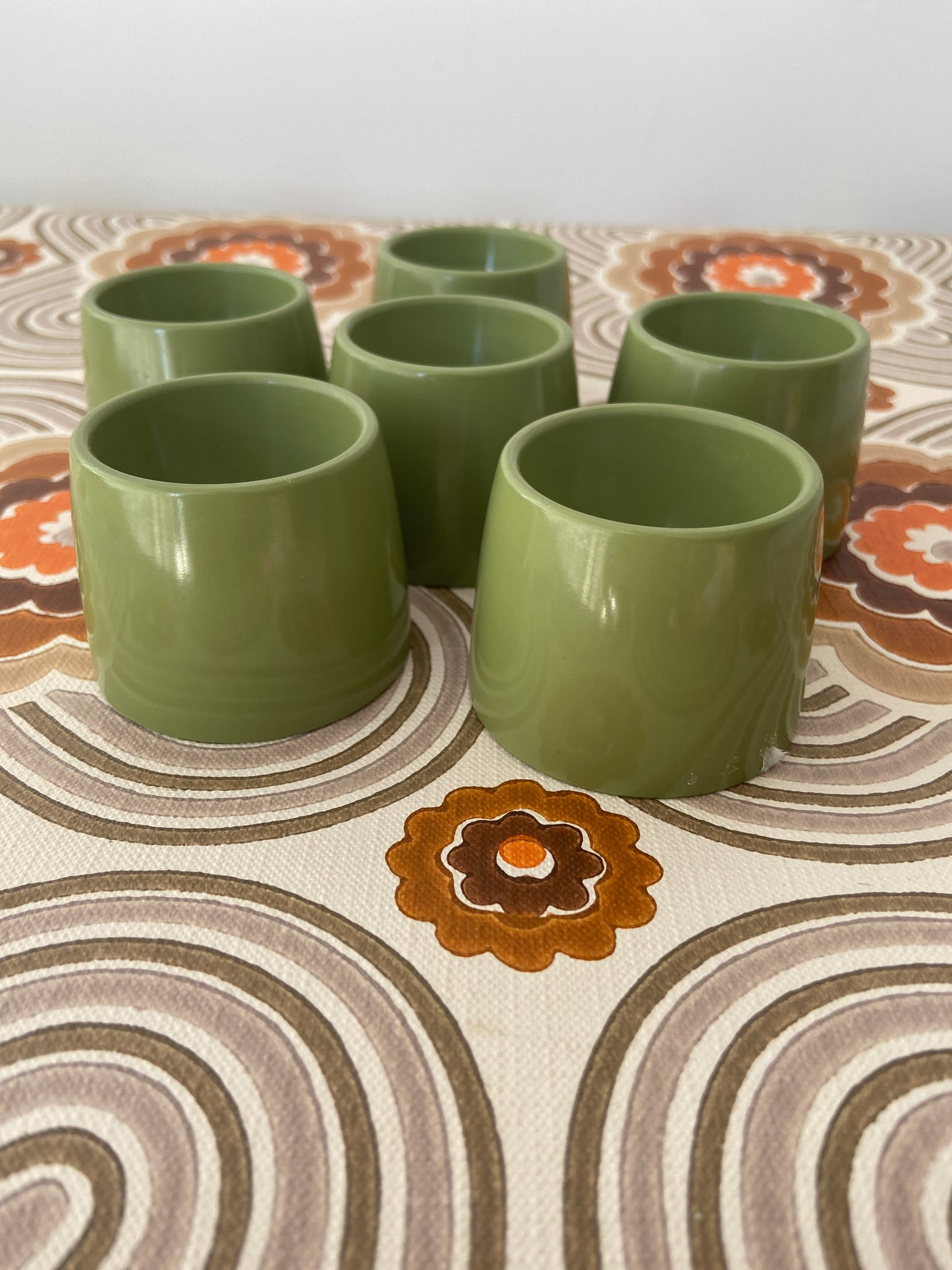 Retro 70's Egg Cups COOL Green Vintage Kitchen