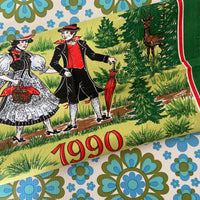 1990 Vintage Cotton Wall Hanging Calendar