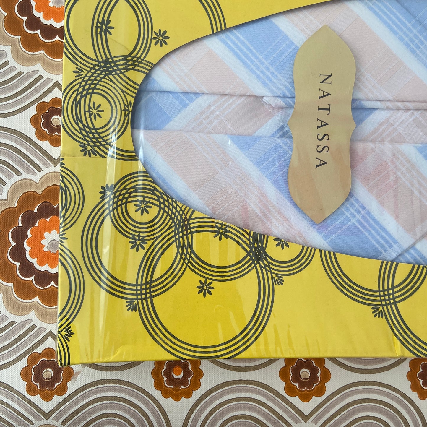 BOXED Unused Vintage Checked Table Cloth Napkins