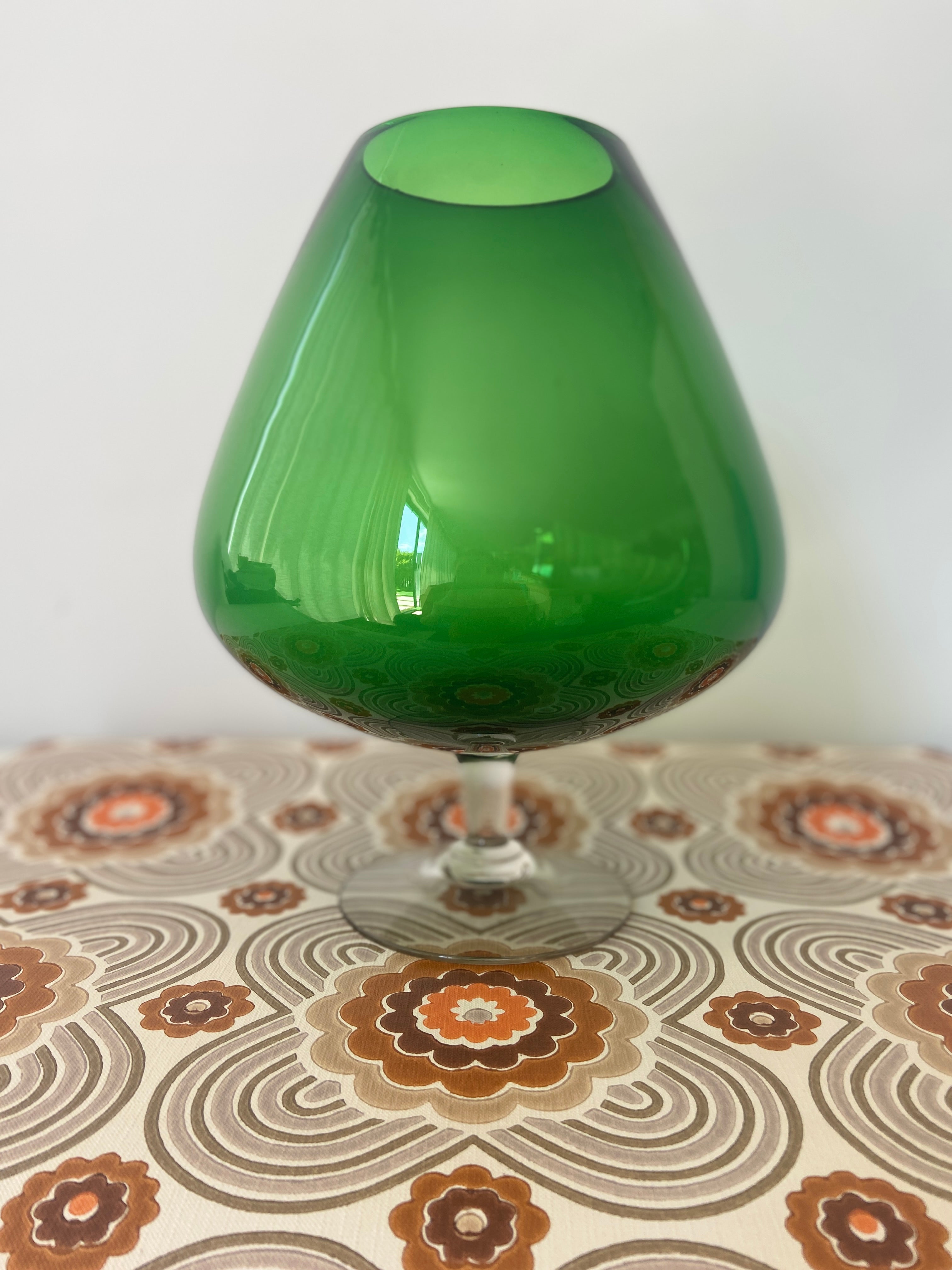 HUGE Green Glass Vase 70's Vintage Home LIVING