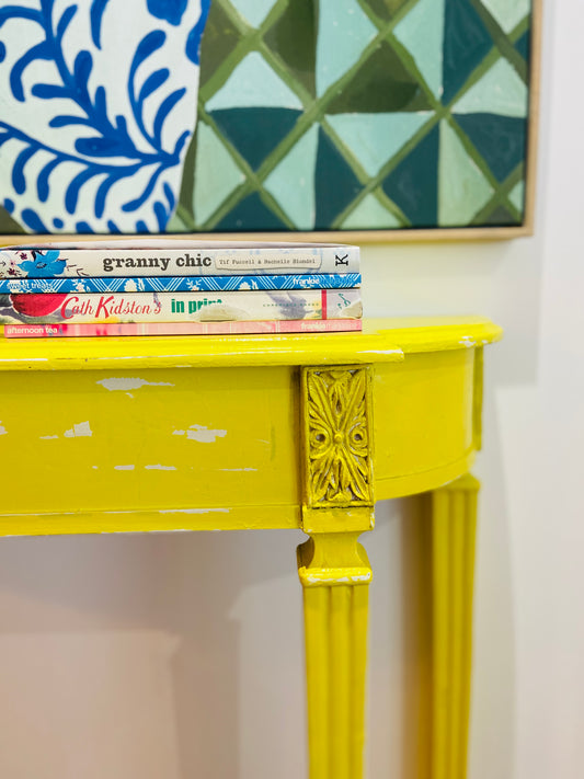 Bright Yellow Hall Table VINTAGE Up Cycled
